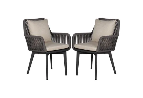 bene living Gartensessel Marbella Rope 2er Set - Komfortable Diningsessel für den Außenbereich - Stilvolles 2er Set Diningsessel Marbella Rope für Garten und Balkon. Mit wetterfestem Aluminiumgestell und bequemen Kissen bietet es hohen Sitzkomfort und Flexibilität für entspannte Stunden im Freien.