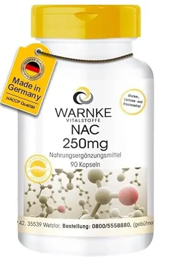 NAC 250mg - 90 Kapseln - N-Acetyl-Cystein - hochdosiert - vegan | Warnke Vitalstoffe - Deutsche Apothekenqualität
