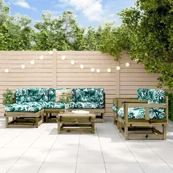 vidaXL 7-tlg. Garten-Lounge-Set aus Kiefernholz - Braun - Vielseitiges Garten-Lounge-Set aus imprägniertem Kiefernholz, ideal für entspannte Stunden im Freien. Robuster Rahmen und stilvolles Latten-Design sorgen für Langlebigkeit und Komfort.