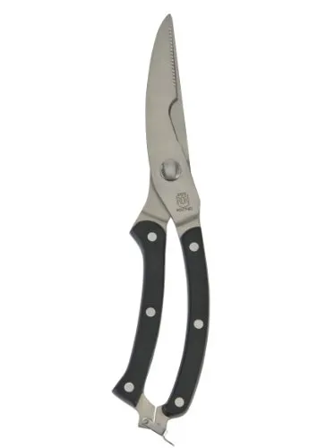 axentia Geflügelschere mit extra scharfen Klingen silber, pflegeleichte Hähnchenschere mit schwarzen Kunststoffgriffen abrutschsicher, Fleischschere Klingenlänge 10 cm aus rostfreiem Edelstahl