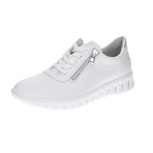 Waldläufer 916001-303 Vega BUFA Weiss Silber Gr. 39 - Damen-Schnürhalbschuhe aus hochwertigem Echtleder, ideal für komfortables Tragen und elegantes Aussehen.