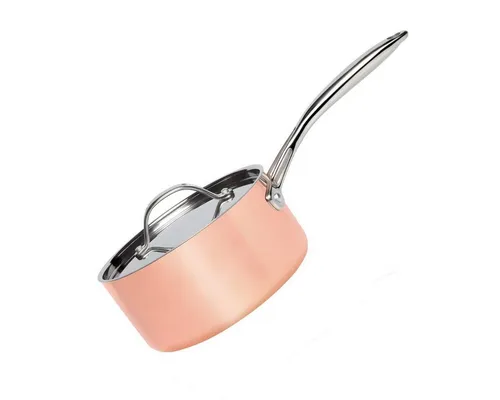 Stanley Rogers Kochtopf Copper Tri-Ply Ø 18 cm - Kochtopf aus hochwertigem Edelstahl mit schnittfester Antihaftbeschichtung, ideal für alle Herdarten inklusive Induktion. Perfekte Wärmeverteilung und elegantes Design für stilvolles Kochen.