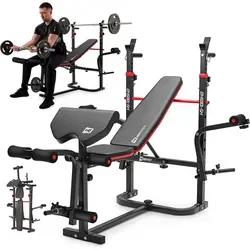 Hop-Sport Hantelbank HS-1065 - Multifunktions-Hantelbänke für Krafttraining, klappbar und robust mit 250 kg Max. Belastbarkeit, ideal für effektives Ganzkörpertraining zuhause.
