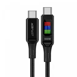 Acefast C7-03 Schwarz USB-C auf USB-C Kabel 100W 1,2m mit Anzeige – Schwarz