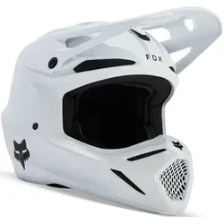 FOX V3 Solid MIPS Motocross Helm, Weiß, Größe S für Männer - Hochwertiger Motocross Helm mit MIPS® für zusätzlichen Schutz. Leichtgewichtige Glasfaserverbundschale und verstellbares Visier für optimalen Komfort und Sicherheit.