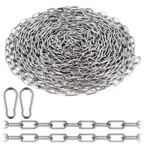 Edelstahlkette Meterware 10m mit 2 Karabinerhaken von FORETOGO
