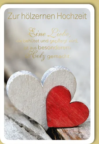 Hochzeitstag - 5. Hochzeitstag - Glückwunschkarte im Format 11,5 x 17 cm mit Ums