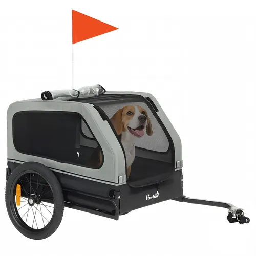 Faltbarer Fahrradanhänger für Hunde bis 20kg - Praktischer und kompakter Fahrradanhänger für mittelgroße Hunde, ideal für Ausflüge. Einfach zusammenklappbar für platzsparenden Transport.