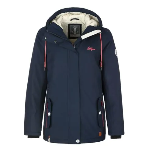 Leitfeuer Damen Funktionsjacke mit Rautenstepp-Futter - Outdoor-Jacke wasserdicht und atmungsaktiv in Dunkelblau Größe 40