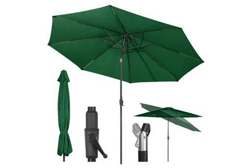 Sekey Sonnenschirm ∅ 220/270/350 cm Gartenschirm mit Kurbel Marktschirm Neigbar, LxB: 350x350 cm, Geeignet für 6-8 Personen, Kippbar, Abknickbar, Wasserabweisend