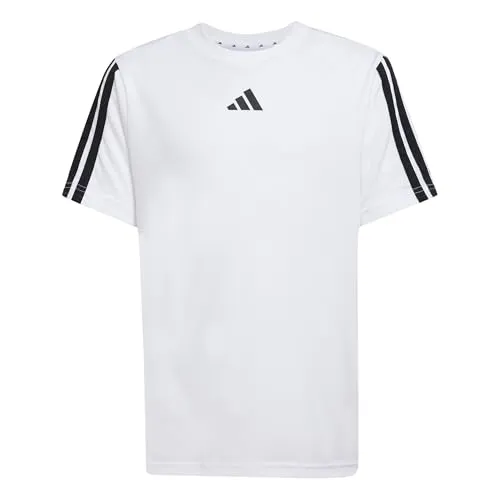 Adidas Jungen Train Essentials 3-Stripes T-Shirt, White/Black, 13-14 Years