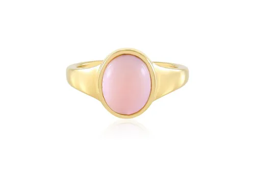 Cavill Solitärring Peruanischer Rosa Opal Goldplattierter Silberring (1-tlg)