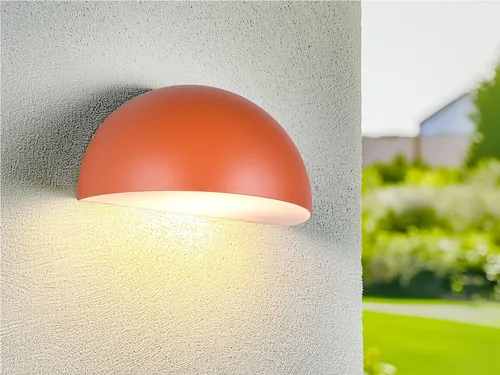 LED Downlight Außenwandleuchte Apricot Orange 27cm - Außenleuchte in warmem Apricot, ideal für Fassadenbeleuchtung. Robustes Aluminium und IP44 Schutz gegen Spritzwasser, inklusive 6W LED Leuchtmittel für energieeffiziente Beleuchtung.