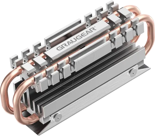 GRAUGEAR Heatpipe Kühler für M.2 2280 SSD - Lautloser Kühlkörper aus hochwertigem Silber, ideal für optimale PC Speicher Kühlung und verbesserte Leistung.
