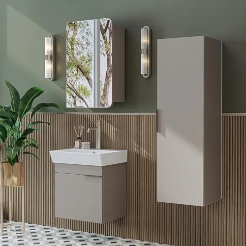 ROOMART Badmöbelset LYCIA 50 cm – Komplett-Set mit Keramik-Waschbecken - Modernes Badezimmermöbelset in 4 Farben mit pflegeleichter Oberfläche. Soft-Close-Türen, hochwertige Materialien und durchdachte Aufteilung für mehr Komfort im Bad.