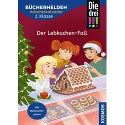 KOSMOS 17948 Die drei !!! Bücherhelden 2. Klasse Adventskalender - Adventskalender-Buch mit 24 spannenden Kapiteln und Poster. Ideal für Kinder ab 7 Jahren, die in eine weihnachtliche Detektivgeschichte eintauchen und jeden Tag neue Rätsel entdecken möchten.