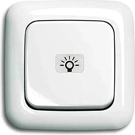 Busch Jäger Komplettset Lichtschalter - Wandschalter mit permanent beleuchtetem Wippschalter und transparentem Lichtsymbol, inklusive 1-fach Rahmen, komplett einbaufertig in alpinweiß - ideal für moderne Wohnräume.