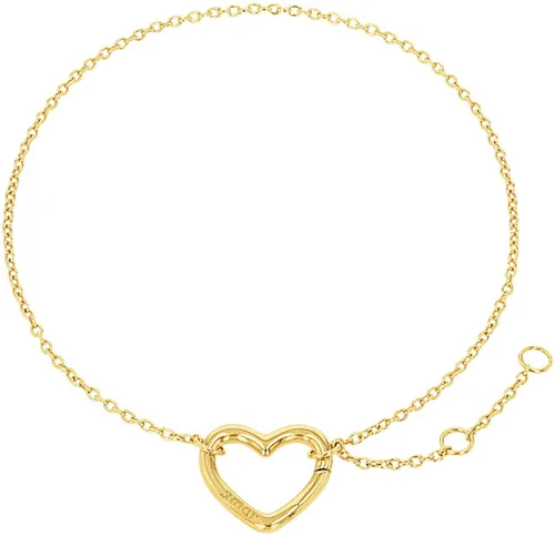 Amor Charm-Armband Herz, 2038569 - Silberarmband aus 925er Sterlingsilber, vergoldet in edlem Gelbgold. Verstellbare Länge von 20 cm, ideal für festliche Anlässe wie Weihnachten oder Geburtstage. Verpackt im eleganten Etui.