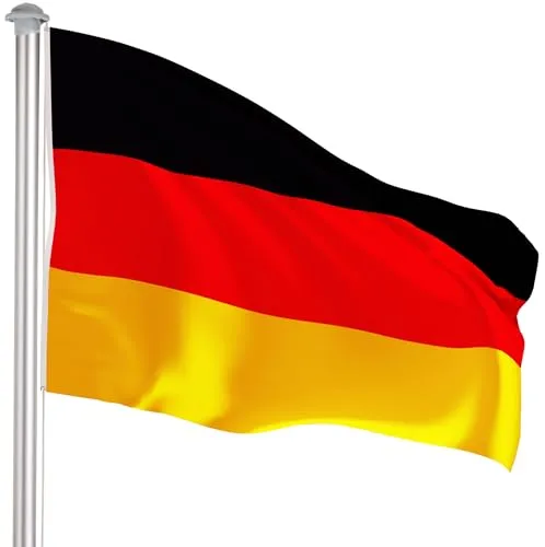 BRUBAKER Aluminium Fahnenmast mit Deutschland Flagge 600 cm - Fahnenmast Set mit Deutschlandflagge 150 x 90 cm, perfekt für Garten und Camping. Inklusive Bodenhülse und Hissvorrichtung für einfache Montage.