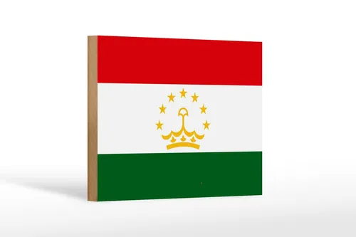 Holzschild Flagge Tadschikistan 18x12cm Flag of Tajikistan Deko Schild