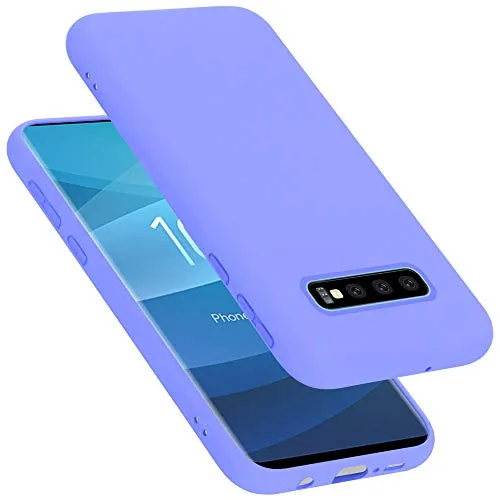 Cadorabo Hülle kompatibel mit Samsung Galaxy S10 Plus Hülle Silikon Handyhülle für Galaxy S10 Plus Case aus flüssigem Silikon- Kratzfeste und stoßfeste dünne TPU Schutzhülle - Liquid HELL LILA