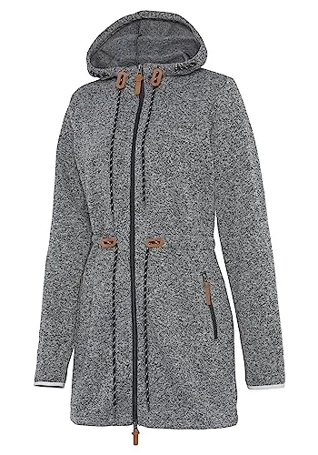 Lascana Damen Fleecejacke mit Kunstleder-Details - Funktionsjacke mit 2-Wege-Reißverschluss, seitlichen Eingriffstaschen und angenehmer Fleecequalität – ideal für sportliche Aktivitäten und lässige Outfits.