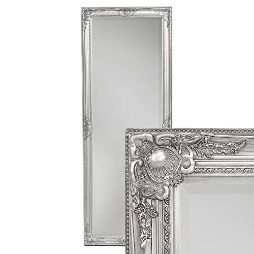 LEBENSwohnART Wandspiegel LEANDOS 180x70cm Silber Antik barock Design Spiegel pompös Facette