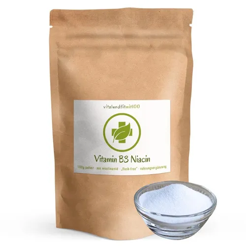 Vitamin B3 Pulver | 100 g | Flush-free | Nicotinamid, Niacin | ohne Rückstände 