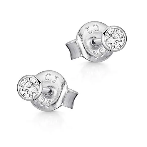 Materia Damen Ohrstecker Zirkonia 3mm - 925 Silber Ohrringe winzig SO-436-3