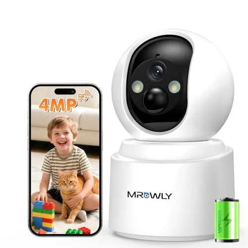 Mrowly Überwachungskamera Innen Akku 2,5K/4MP