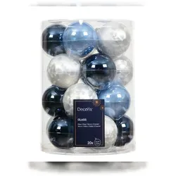 Weihnachtskugeln Glas 6cm matt & glänzend Christbaumkugeln Weihnachtsbaumkugeln Christbaumschmuck Weihnachtsbaumschmuck Weihnachten Blau Weiß Mix 20