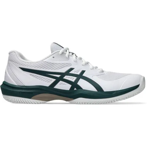 Asics Tennisschuh grün|weiß 45 EU - Tennisschuhe in Größe 45 EU, atmungsaktiv und ideal für Sandplätze. Perfekt für sportliche Leistung und Komfort auf dem Platz.