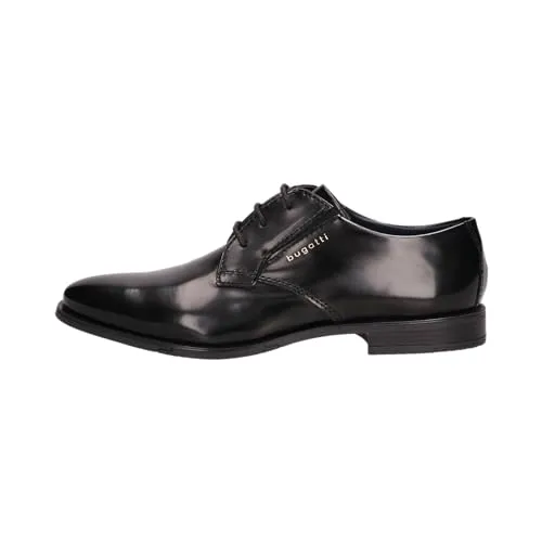 bugatti Schnürschuh schwarz 45 - Herren-Halbschuhe aus hochwertigem Lackleder, ideal für elegante Anlässe mit einem bequemen Blockabsatz von 2 cm.