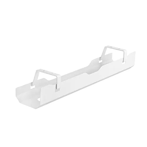 conecto Kabelhalterung für Schreibtische, Kabelmanagement mit Untertischmontage, aus hochwertigen Stahl, 60cm lang, weiß