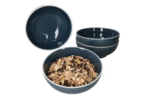 MamboCat Servierschale 4er Set Linus Blau - 403947 - Servierschalen aus Steingut im 4er Set, ideal für bis zu 4 Personen. Mit 700 ml Füllmenge, mikrowellen- und spülmaschinengeeignet. Perfekt für Salate, Snacks und Desserts.