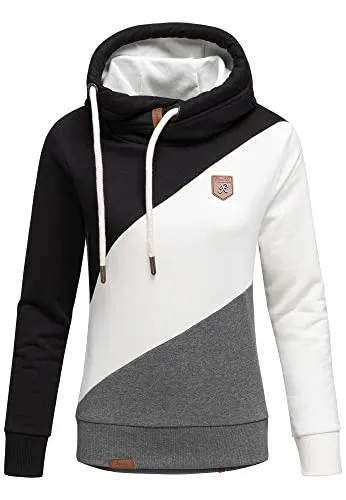 REPUBLIX Damen Kapuzenpullover Sweatjacke Pullover Hoodie Sweatshirt RD-008 Schwarz/Weiß/Anthrazit 3XL