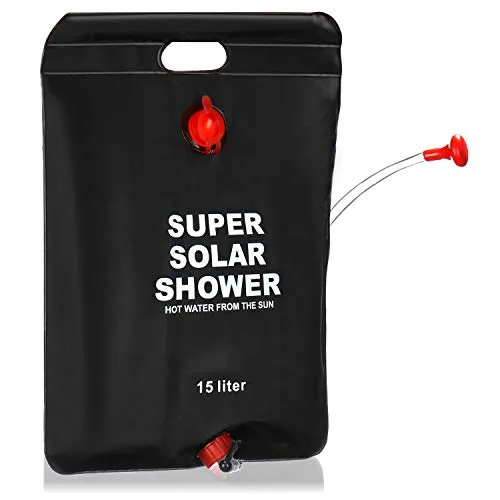 com-four® Campingdusche - Kompakte Solardusche mit 15 L - Mobile Outdoor-Dusche für Camping, Garten, Strand und Urlaub (Campingdusche 15l)