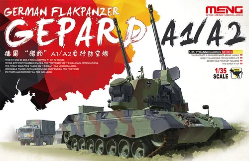 Meng Models TS-030 Flakpanzer Gepard A1/A2 1:35 - Modellbauzubehör: Detaillierter Kunststoffmodellbausatz des Flakpanzer Gepard, ideal für Modellbau-Enthusiasten ab 8 Jahren. Achte auf scharfe Kanten und kleine Teile!