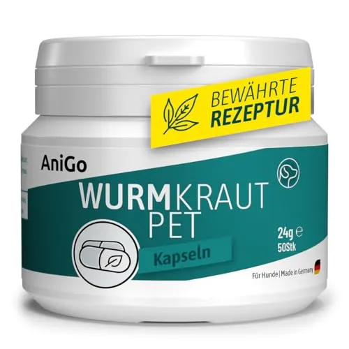 Produktbild AniGo Wurmkraut PET Kapseln 50 Stück – Ergänzungsfutter für Hunde
