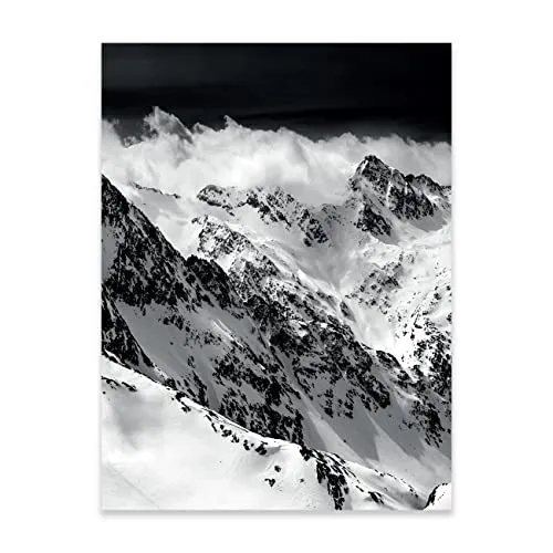 WallArena Poster Schwarz und Weiß Berge 50x70 cm Hochformat in schwarz von Wallarena