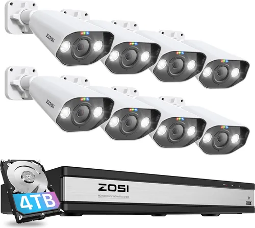 ZOSI 5MP Überwachungskamera Set C182 - Überwachungskameras mit 5MP Super HD, 2-Wege Audio und intelligenter Personen- und Fahrzeugerkennung für optimale Sicherheit rund um die Uhr.