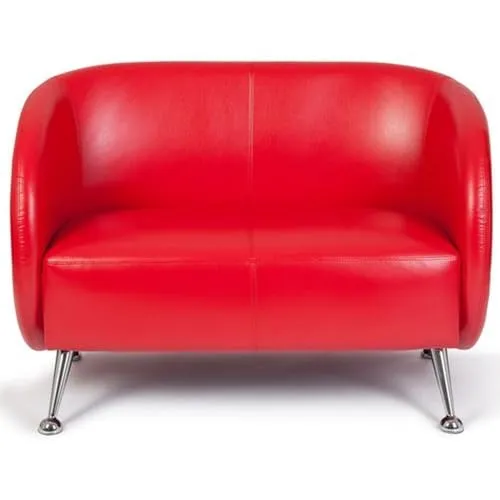 hJh-OFFICE Sofa ST. LUCIA, 2-Sitzer in Rot - Bequemes Loungesofa aus pflegeleichtem Kunstleder, ideal für moderne Wohnräume. Hohe Belastbarkeit bis 290 kg und weiche Sitzpolsterung für optimalen Komfort.