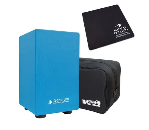keepdrum DC1M BL Junior Cajon Blau mit Tasche und Pad - Percussion Set für Kinder: Die farbenfrohe keepdrum DC1M Cajon fördert Rhythmus und Motorik. Inklusive schützender Tasche und rutschfestem Sitzpad für sicheren Spielspaß.
