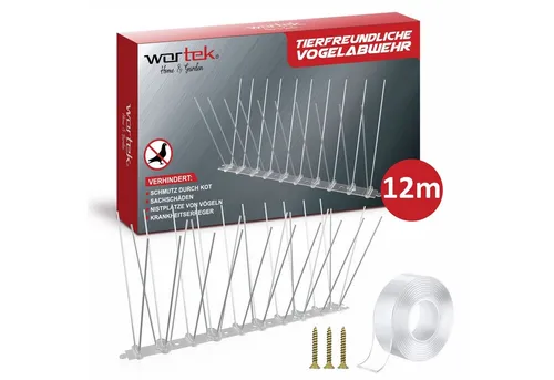 wortek Taubenspikes Taubenschreck Vogelabwehr 12m, Tierfreundliche Taubenabwehr mit Sollbruchstellen