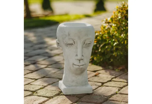 gartendekoparadies.de Blumentopf in Kopfform Pflanzgefäß, Steinfigur, H. 41 cm, 20 kg, 2 Liter, Frostsicher