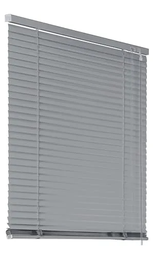 Deco4Me Alu Jalousie mit Bohren für Wand- & Deckenmontage (Silber, 110 x 130 cm) - Fenster Rollo mit Aluminium-Lamellen 25 mm breit - Venetian Blinds, Jalousetten, Lamellenjalousie, Lamellenrollo