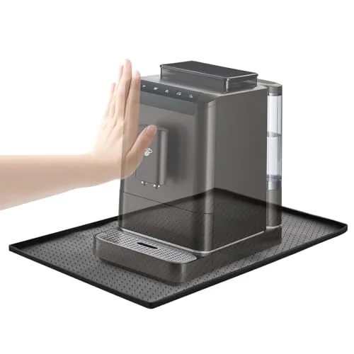 Tapvai Unterlage für Kaffeemaschine, Anti-Rutsch Silikonmatte für Kaffeevollautomat, 48x30 CM, Anti-Rutsch, Kompatibel Mit De Longhi, Philips, Siemens Usw
