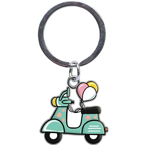 Sheepworld - 46837 - Mini Schlüsselanhänger, Motorroller, Enjoy your life, Metall, Kunststoff, 2,5cm x 5cm, blau