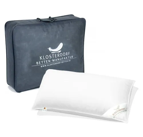 Klosterdorf Betten-Manufaktur Gänsedaunenkopfkissen Kopfkissen, ''prächtig Deluxe'', Handarbeit aus Deutschland, Füllung: 30% reine weiße deutsche Gänsedaune Klasse I / 70% reine weiße deutsche Gänsefeder Klasse I, prächtig Deluxe, Allergiker geeignet, hautfreundlich