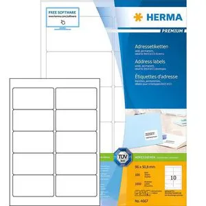 HERMA Etiketten 4667, 96 x 50,8 mm - 100 Blatt - Universal-Etiketten für vielseitige Anwendungen, ideal für Beschriftungen und Organisation im Büro oder Zuhause.